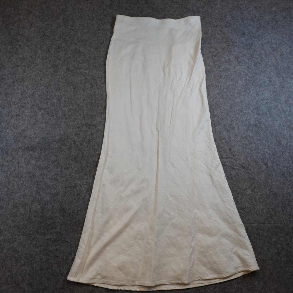 Anthropologie Skirt Women Extra Small White Tilda Slip Linen Blend Maxi